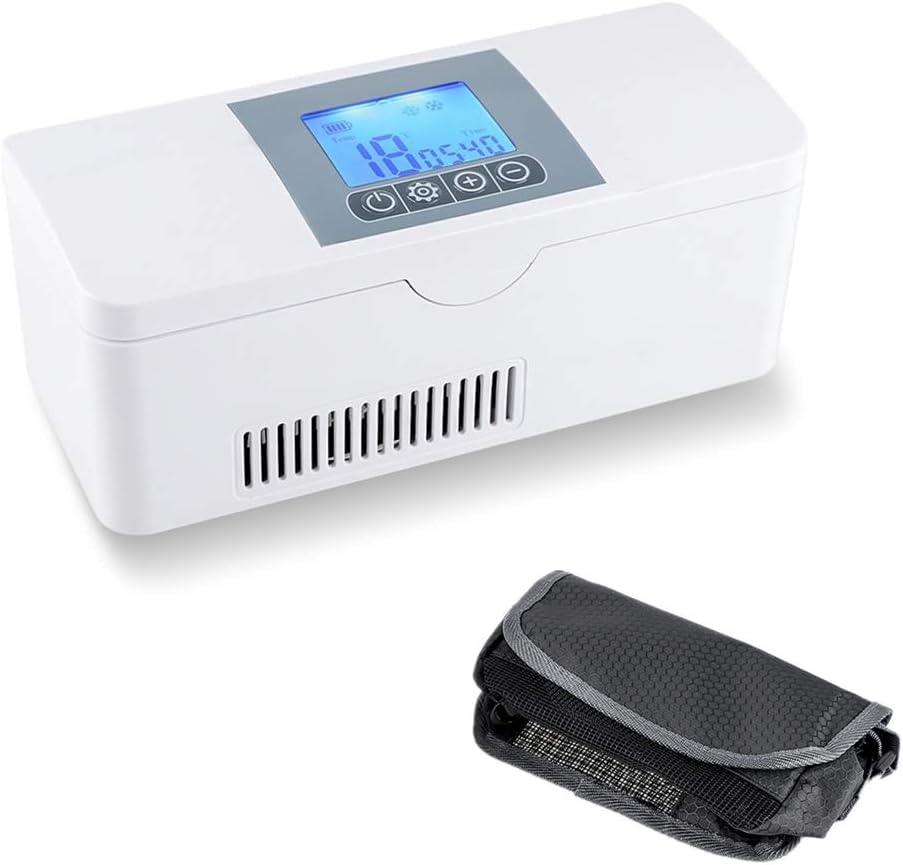 SIERINO Insulina Frigo Portatile Refrigeratore per Medicina - Custodia per Mini Frigorifero di Insulina con LCD Display USB Ricaricabile Auto/Piccola Scatola da Viaggio per Farmaci