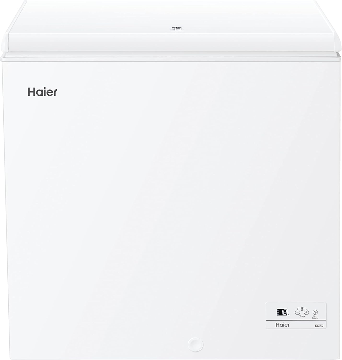 Haier HCE200F - Arcon congelatore orizzontale, capacità 194 l, larghezza 82 cm, funzione super congelamento, 1 cestino metallico, display digitale, interno in alluminio, bianco